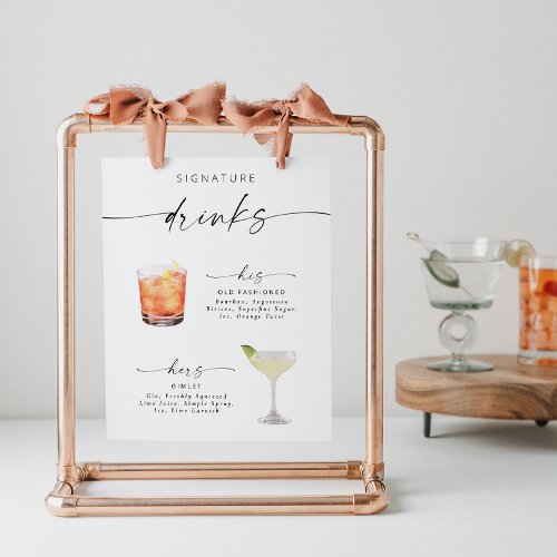 Modern Elegant Script Signature Drinks Poster