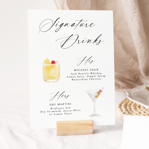 Modern Elegant Script Signature Drinks Poster