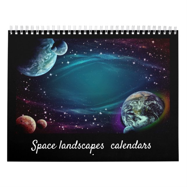 Modern Elegant Script Space Landscape 12-Month Calendar (Cover)