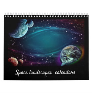 Modern Elegant Script Space Landscape 12-Month Calendar