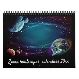 Modern Elegant Script Space Landscape 12-Month Calendar