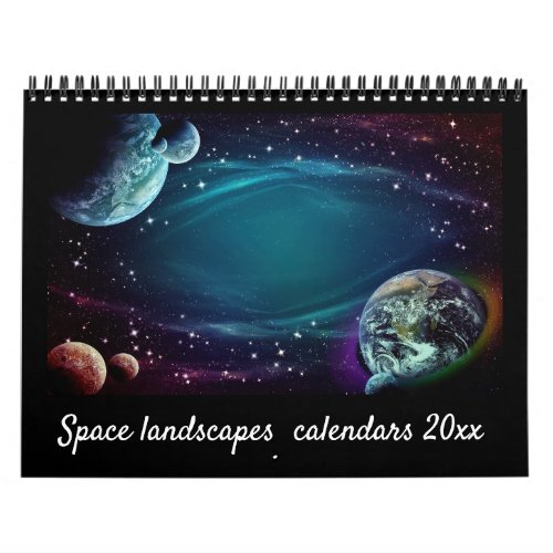 Modern Elegant Script Space Landscape 12_Month Calendar