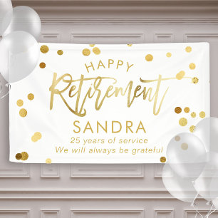 Modern Elegant Script Stylish Gold Retirement Banner