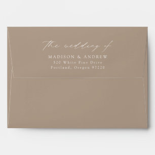 Modern Elegant Script Taupe Wedding Envelope
