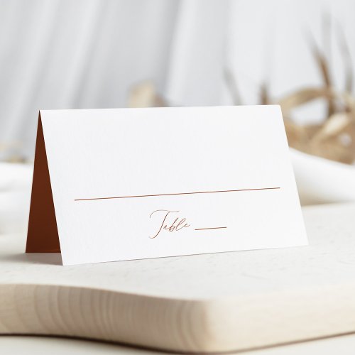 Modern Elegant Script Terracotta Wedding Place Card