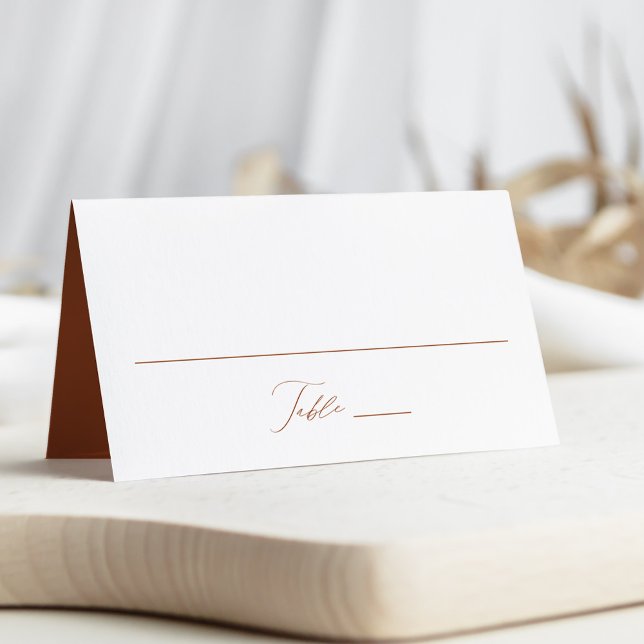 Modern Elegant Script Terracotta Wedding Place Card (Creator Uploaded)