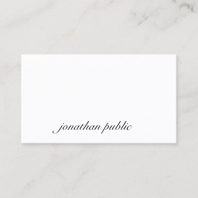 Modern Elegant Script Text Simple Professional Top Business Card (Front)