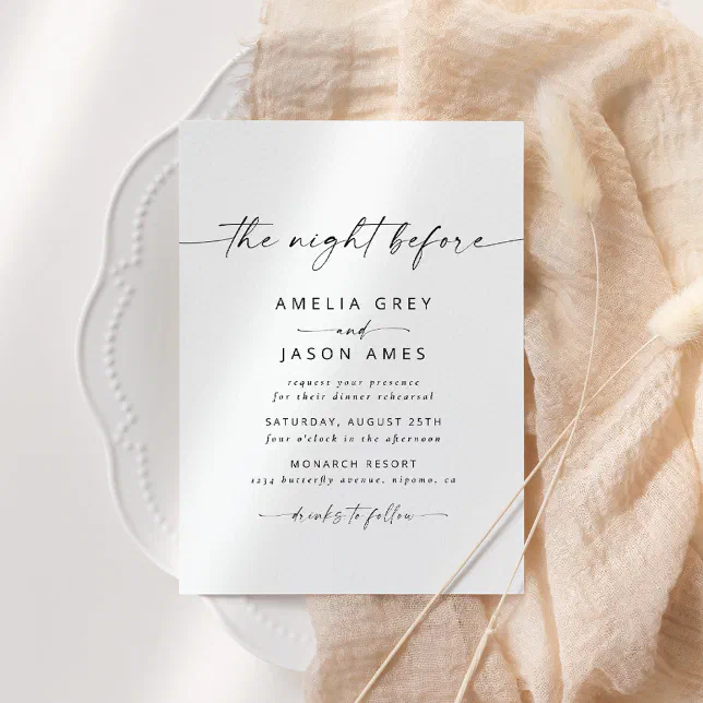 Modern Elegant Script The Night Before Invitation | Zazzle