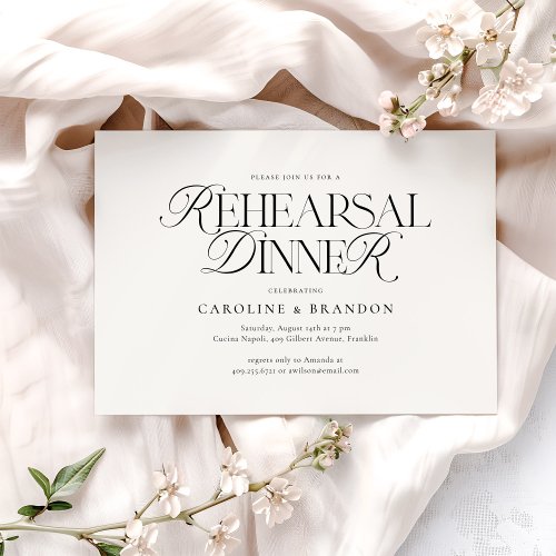 Modern Elegant Script Type Rehearsal Dinner Invitation