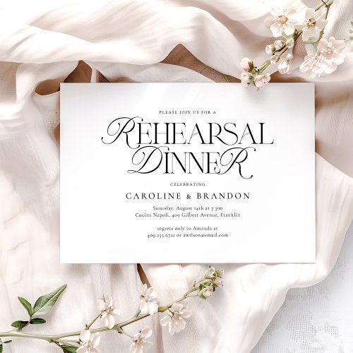 Modern Elegant Script Type Rehearsal Dinner Invitation