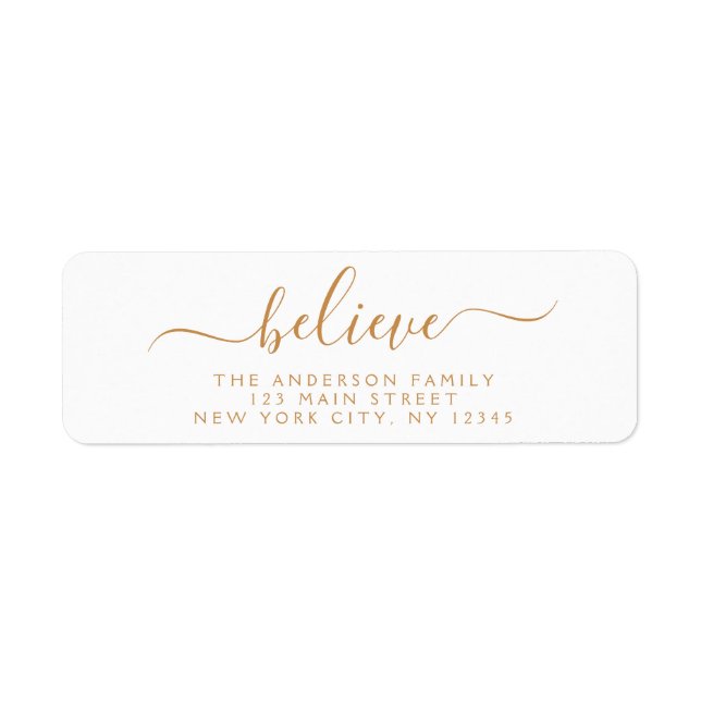 Modern Elegant Script Typography Believe Label (Front)