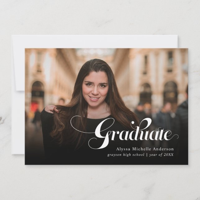 Modern Elegant Script Typography Graduation Card (Front)