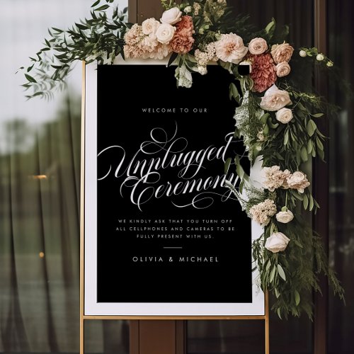 Modern Elegant Script Unplugged Wedding Sign