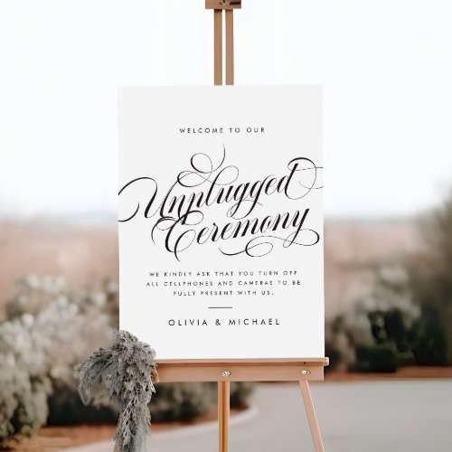 Modern Elegant Script Unplugged Wedding Sign