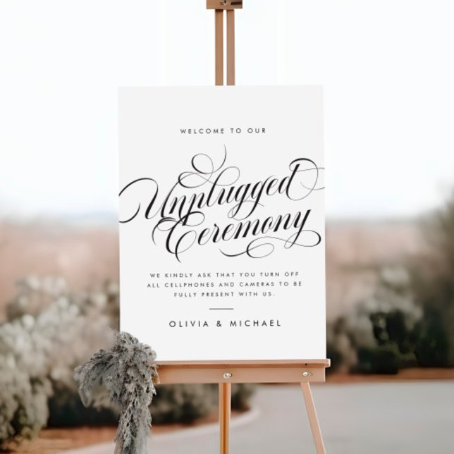 Modern Elegant Script Unplugged Wedding Sign (Creator Uploaded)