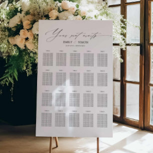 Modern Elegant Script Wedding 20 Tables Seating Foam Board