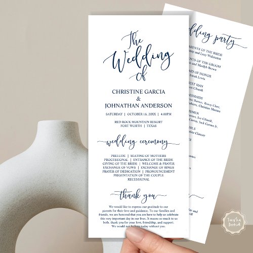 Modern Elegant Script Wedding Ceremony Program