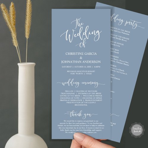 Modern Elegant Script Wedding Ceremony Program