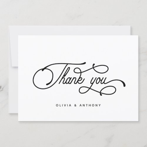 Modern Elegant Script Wedding Custom Names Thank You Card