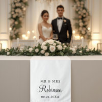 Modern Elegant Script Wedding Decor Table Runner