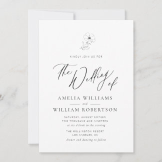 modern elegant script wedding invitation