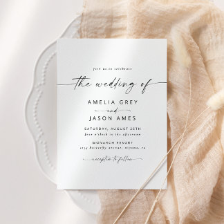 Modern Elegant Script Wedding Invitation