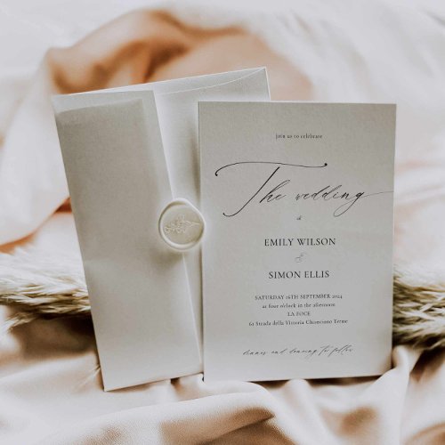 Modern Elegant Script Wedding Invitation