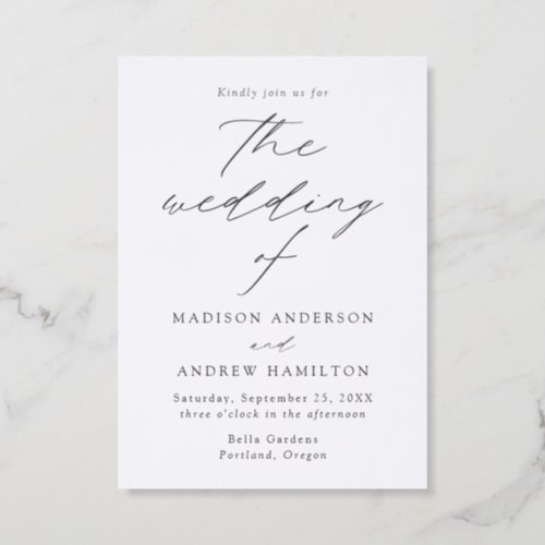 Modern Elegant Script Wedding Letterpress Invitation