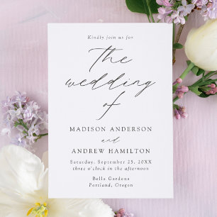Modern Elegant Script Wedding Letterpress Invitation