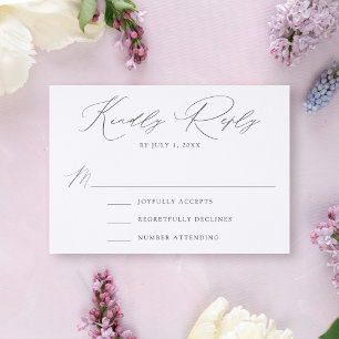 Modern Elegant Script Wedding Letterpress RSVP Cards