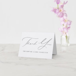 Modern Elegant Script Wedding Letterpress Thank You Card