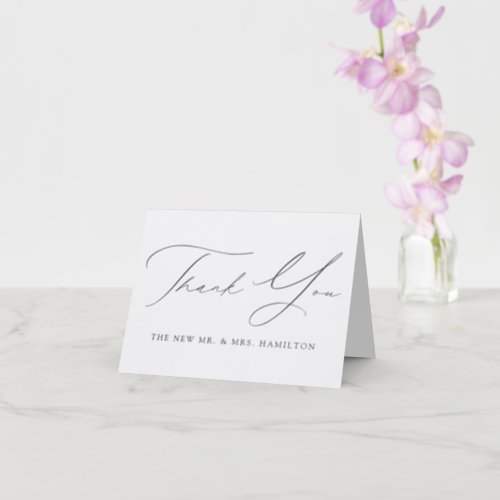 Modern Elegant Script Wedding Letterpress Thank You Card