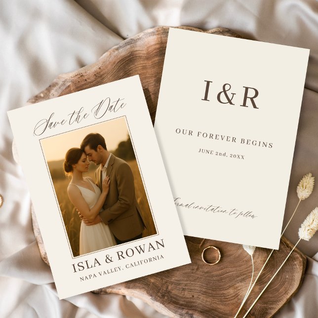 Modern Elegant Script Wedding Photo Save The Date (Creator Uploaded)