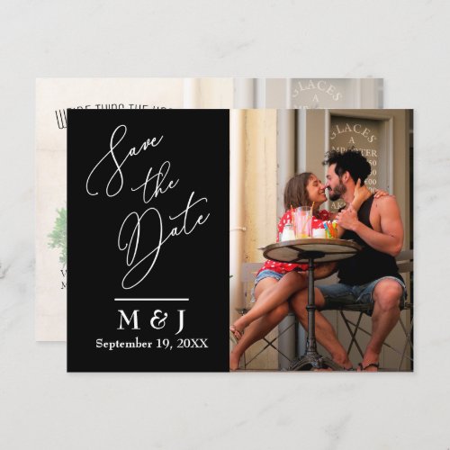 Modern Elegant Script Wedding Photo Save the Date Announcement Postcard