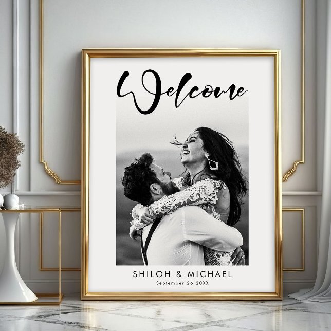 Modern Elegant Script Wedding Photo Welcome Sign (Creator Uploaded)