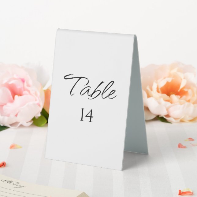 Modern Elegant Script Wedding Reception Simple  Table Tent (In SItu (Wedding))