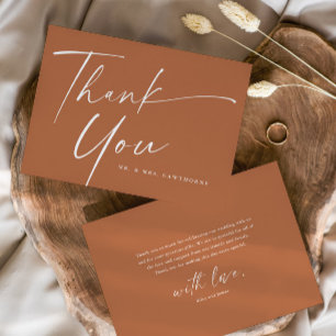 Modern Elegant Script Wedding Thank You Card