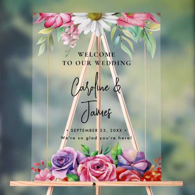 Modern Elegant Script Wedding Welcome  Acrylic Sig Acrylic Sign (Neutral)
