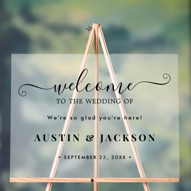Modern Elegant Script Wedding Welcome  Acrylic Sign (Neutral)