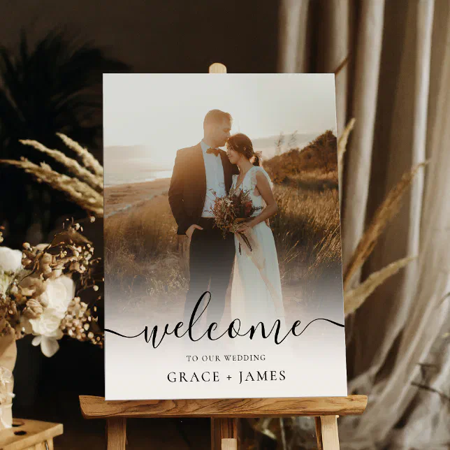 Modern Elegant Script Wedding Welcome Sign | Zazzle