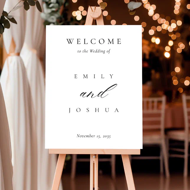Welcome Modern Script Modern Elegant Script Wedding Welcome Sign | Zazzle