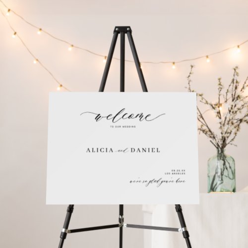 Modern elegant script wedding welcome sign
