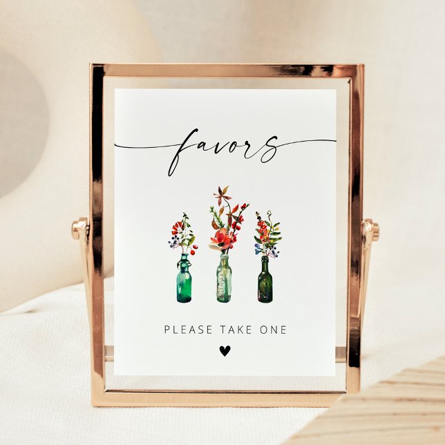 Modern Elegant Script Wildflowers Favors Poster (Creator Uploaded)