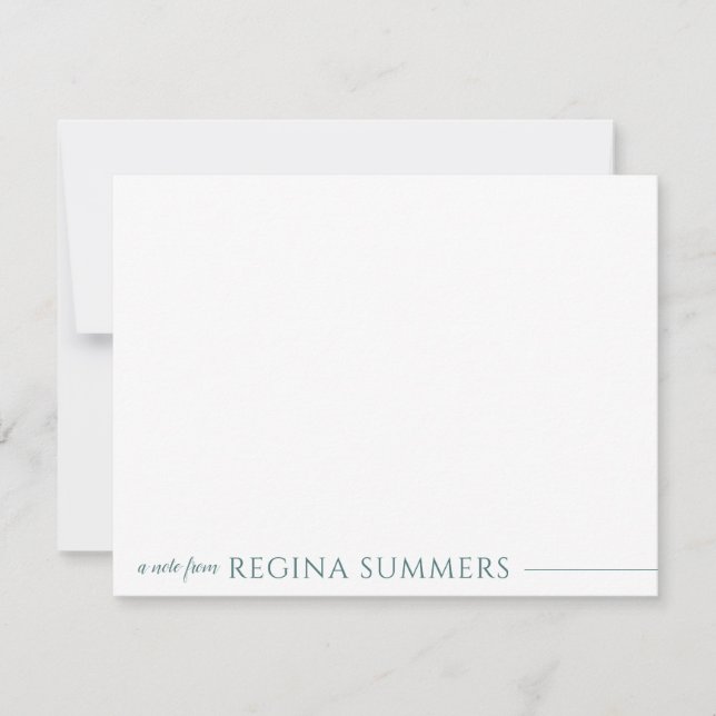 Modern Elegant Seafoam Green Personal Stationery Note Card (Front)