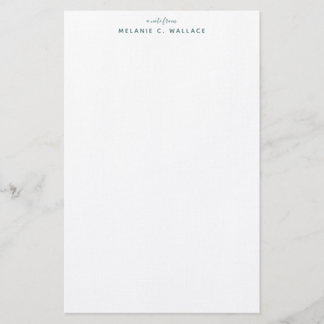 Modern Elegant Seafoam Green Personalized Stationery (Front)