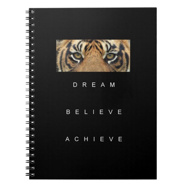 Modern Elegant Self Improvement Success Tiger Eyes Notebook (Front)