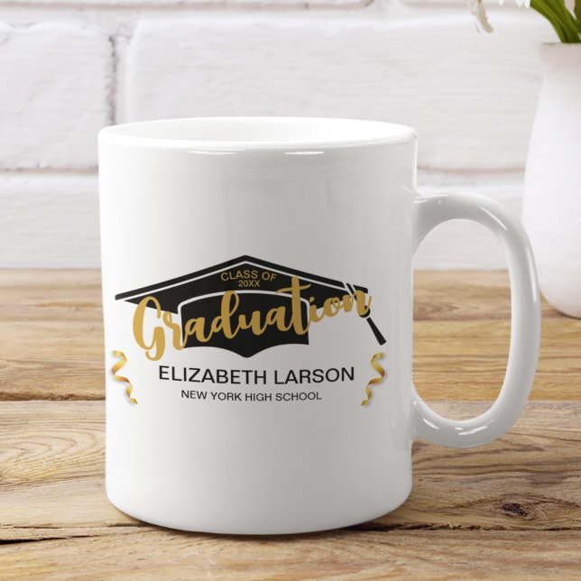 Modern Elegant Senior Golden Black Coffee Mug (Creator Uploaded)