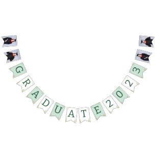 Modern Elegant Senior Green Themed Graduation Bunting Flags