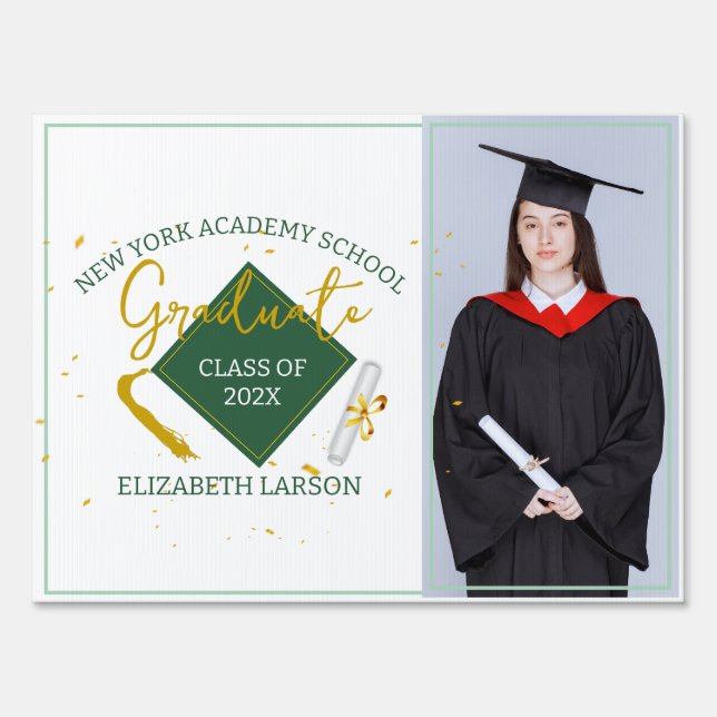 Modern Elegant Senior Green Themed Graduation Sign (Front)