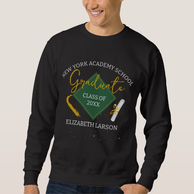 Modern Elegant Senior Green Themed Graduation Sweatshirt (Front)